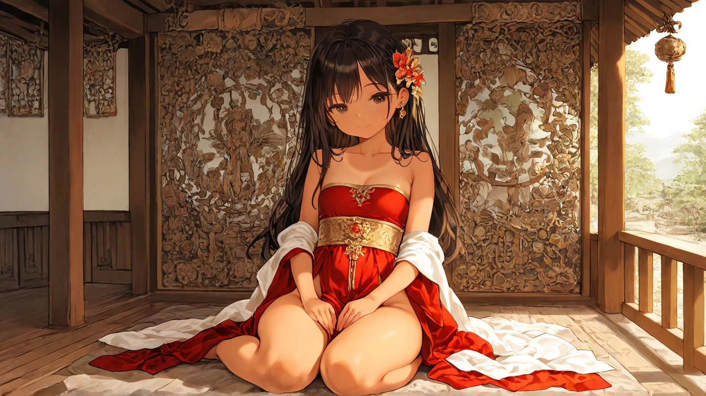 (masterpiece:1.5),(Beat quality),(high res),1girl solo,beautiful face,smile(shining eyes),light effects,Woman in plain clothes,indian style sitting,room