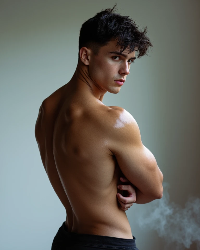 a sexy male lifegouard in their 20s, High-res, masterpiece, best qualtiy, Head:1.3,((Hasselblad photograp)), Fine fine skin, Clear focus, (Cinematic lighting), during night, Gentle lighting, dynamic angle, [:(Detailed face:1.2):0.2],(((Exercise))), The arm muscles are very large, big bulge