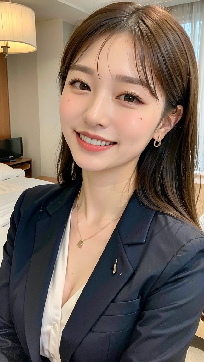 masterpiece,best quality, (1 milf), ((close up:0.75)), ((cross arms)), glare, gray blazer, white shirt, double eyelid, eyelash, lip gloss, (smile:1), ((close eyes:0.5)), ((open mouth:1, point to own chest:1)), ((Straight Looking at Viewer)), RAW, (from above:0.2), ((nobody)), office,