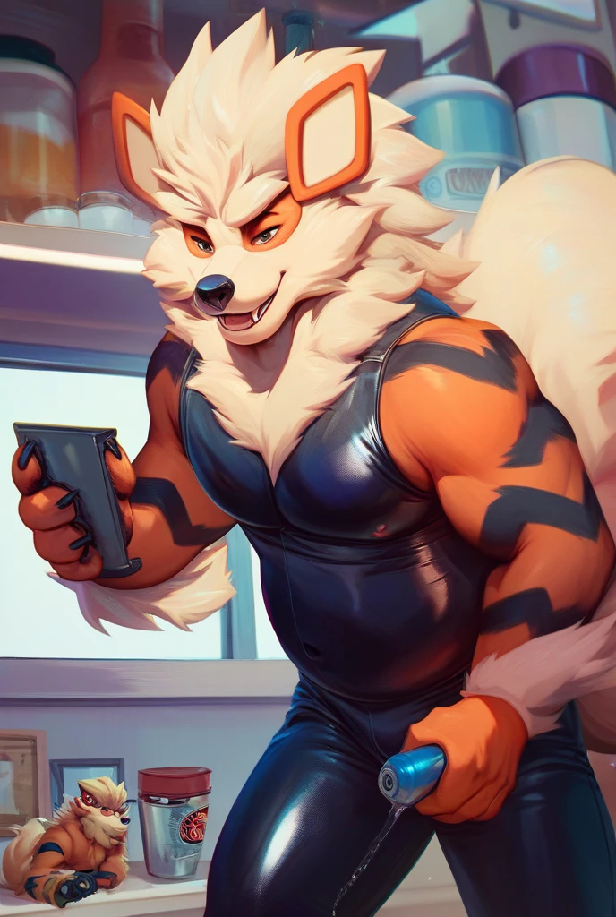 Samurott buff and in a jockstrap while having a big bulge