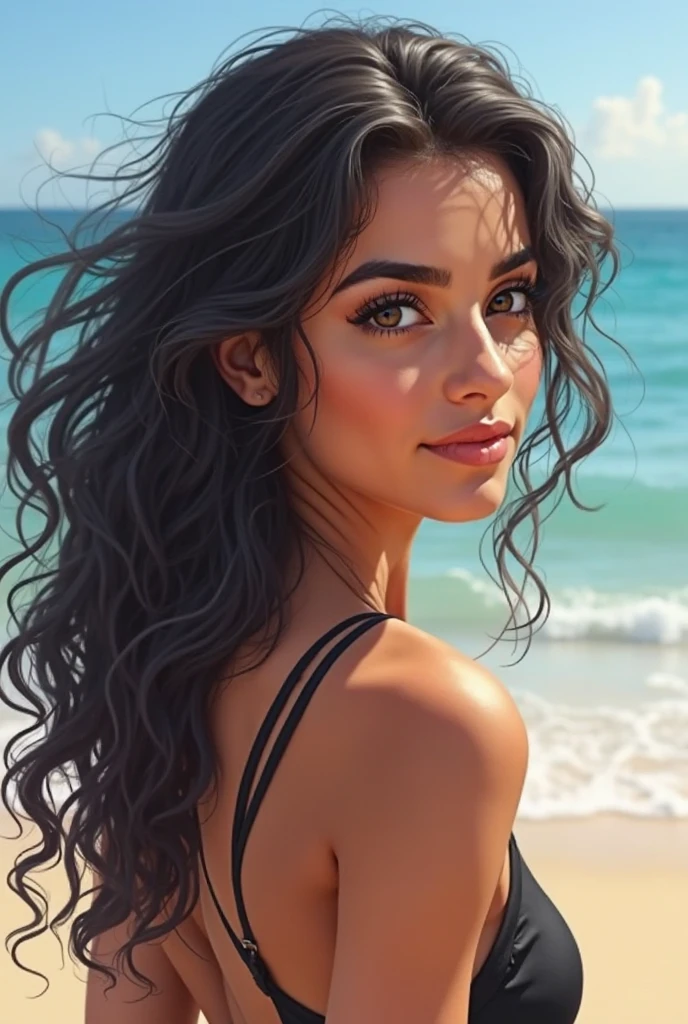 Masterpiece. Best quality, darkbrown-skinned young woman with black eyes and long curly black hair posing for a picture, colombian, face photo, soft portrait shot 8 k, beautiful young girl, beautiful portrait image, photo of a beautiful woman, perfect face and eyes, gorgeous face portrait, beautiful young woman, beautiful portrait photo, beautiful model girl, extremely beautiful face, very beautiful young woman, beautiful girl model, beautiful portrait lighting 8k uhd, dslr, high quality, film grain, fujifilm xt3 full body picture  fully nude at a beach 