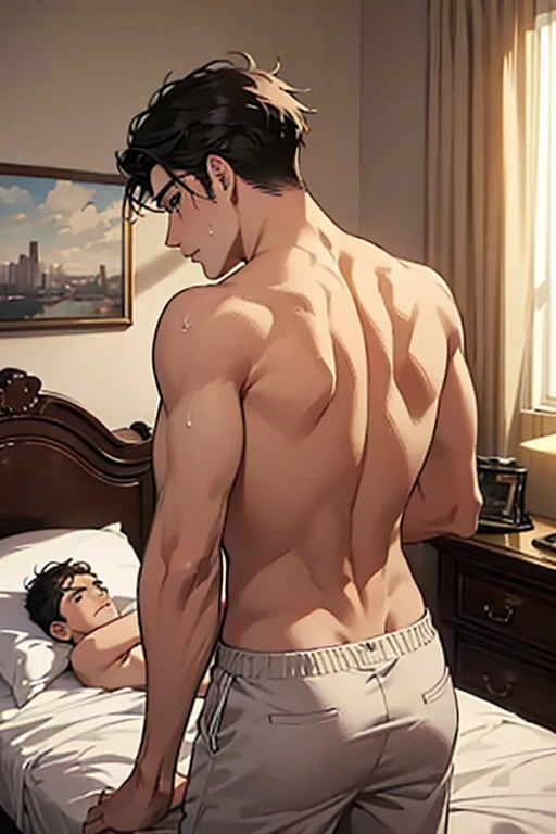 Hot man on all fours with his ass being licked by his naked friend