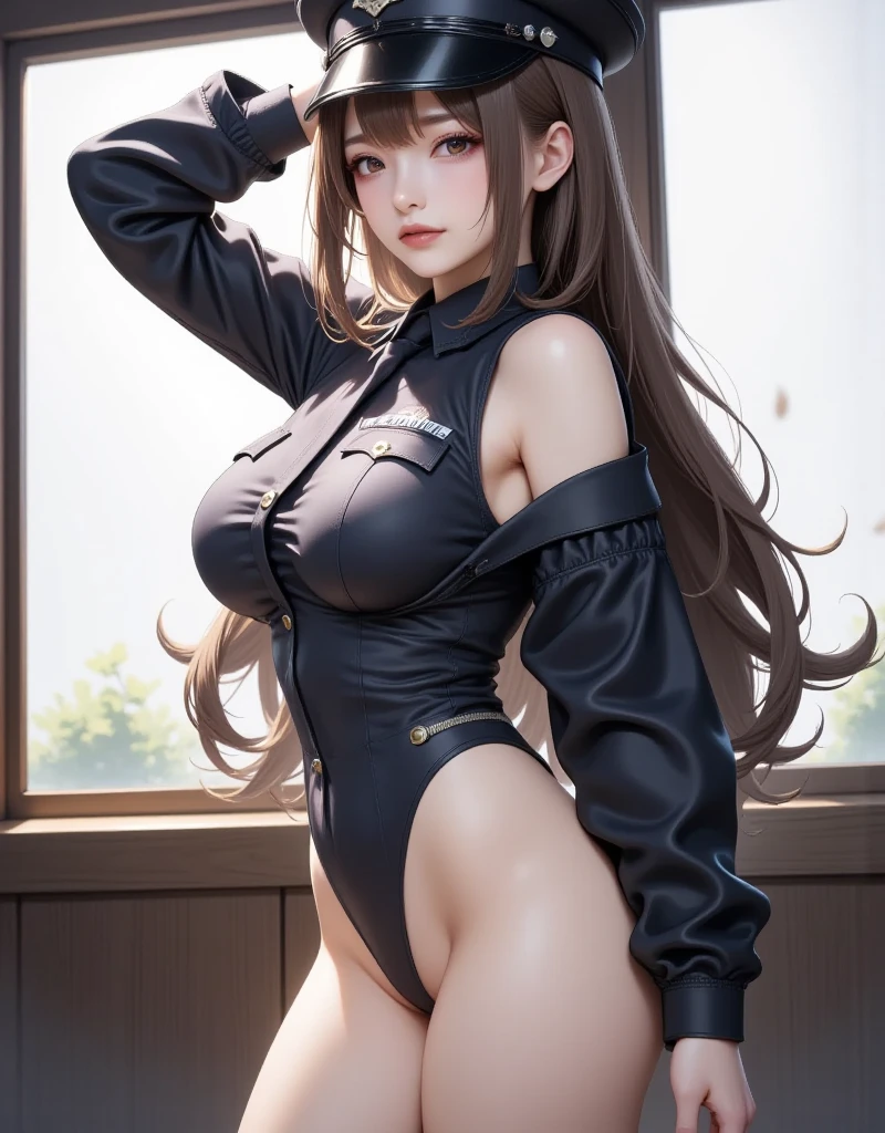 ((Highest quality)), ((masterpiece)), (detailed),Perfect Anatomy,Natural Light,In the city where buildings stand side by side,Night Scenery,A very cute, baby-faced, black-haired woman,((Highest quality, 8k, masterpiece: 1.3, )),A woman with very small breasts,Well-proportioned, slim body,Long, slender legs,Long, thin hands, detailedな顔, detailedな肌, fine grain, detailedな唇, detailedな舌, detailedな指, Mouth detailed, Beautiful teeth alignment,Realistic, High resolution, Natural light, Dynamic pose,Toned Legs, double eyelid, Tear bags, Round eyes, Moisturized lips,Long, flowing blonde hair, (((Black leather collar,Wearing a black leather jacket,A black leather jumper that reveals the chest,Wearing a very short black leather miniskirt,White panties look good,Black leather belt at waist))),((spread your legs wide 1.9,Open your legs in an M shape..5,Woman sitting with knees up 1.4,A pose that emphasizes panties,I want to see more panties)),Poses that emphasize the uterus,