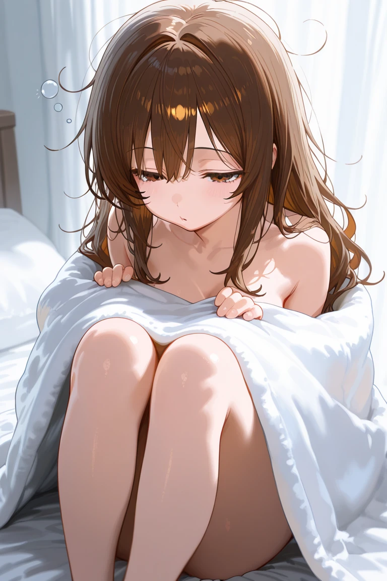 Browsing Caution,Sweat,White Breath,Kaguya-sama: Love is War,Iino Miko,Sleep on your back,room,Side view,Ahegao,Brown Hair
