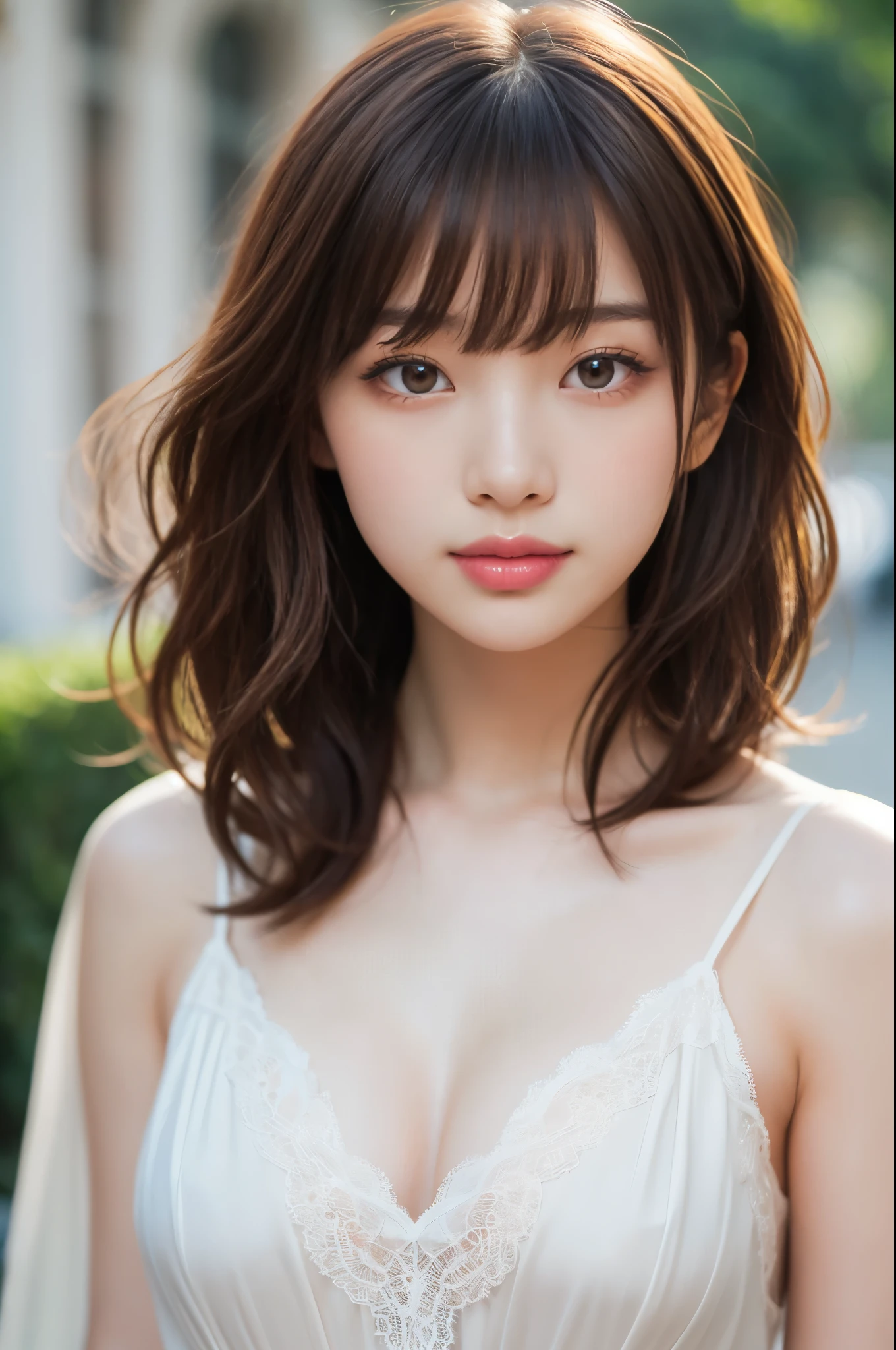 masterpiece:1.3), (8K, Realistic, RAW Photos, Best image quality: 1.4), Japanese Girls、(Random Hairstyles:1.2)、Baby Face、Highly detailed face、Attention to detail、double eyelid、Beautiful woman:1.4、Light brown hair、Highest quality、masterpiece、Ultra-high resolution、(Realistic:1.4)、Professional lighting and attention to detail make you smile、Loose、thin、short hair、Deadly position、whole body、one piece