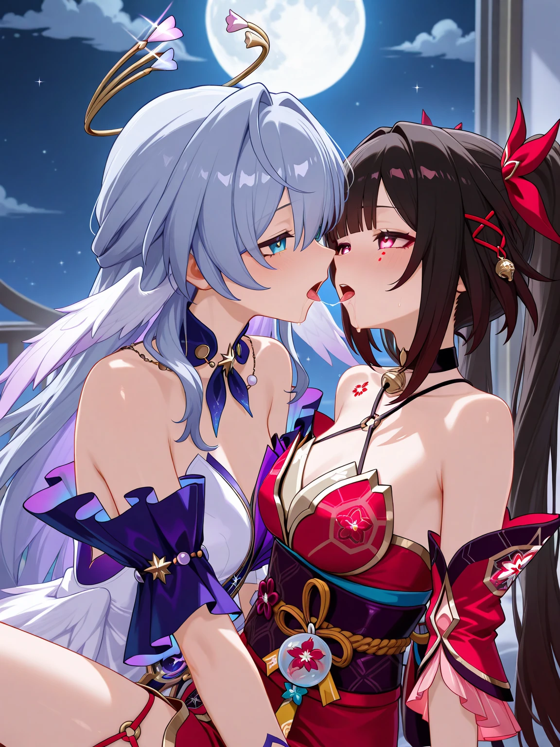 Has long white hair、Anime girl holding a red and gold scepter, Ayaka Genshin Impact, White-haired deity, Kushat Krenz Key Women in Art, Sharp RPG portraits, Keqing from genshin impact, From the Azur Lane video game, Anime girl holding a bow and arrow, Astrie Lohne, Azur Lane Characters, Official Art