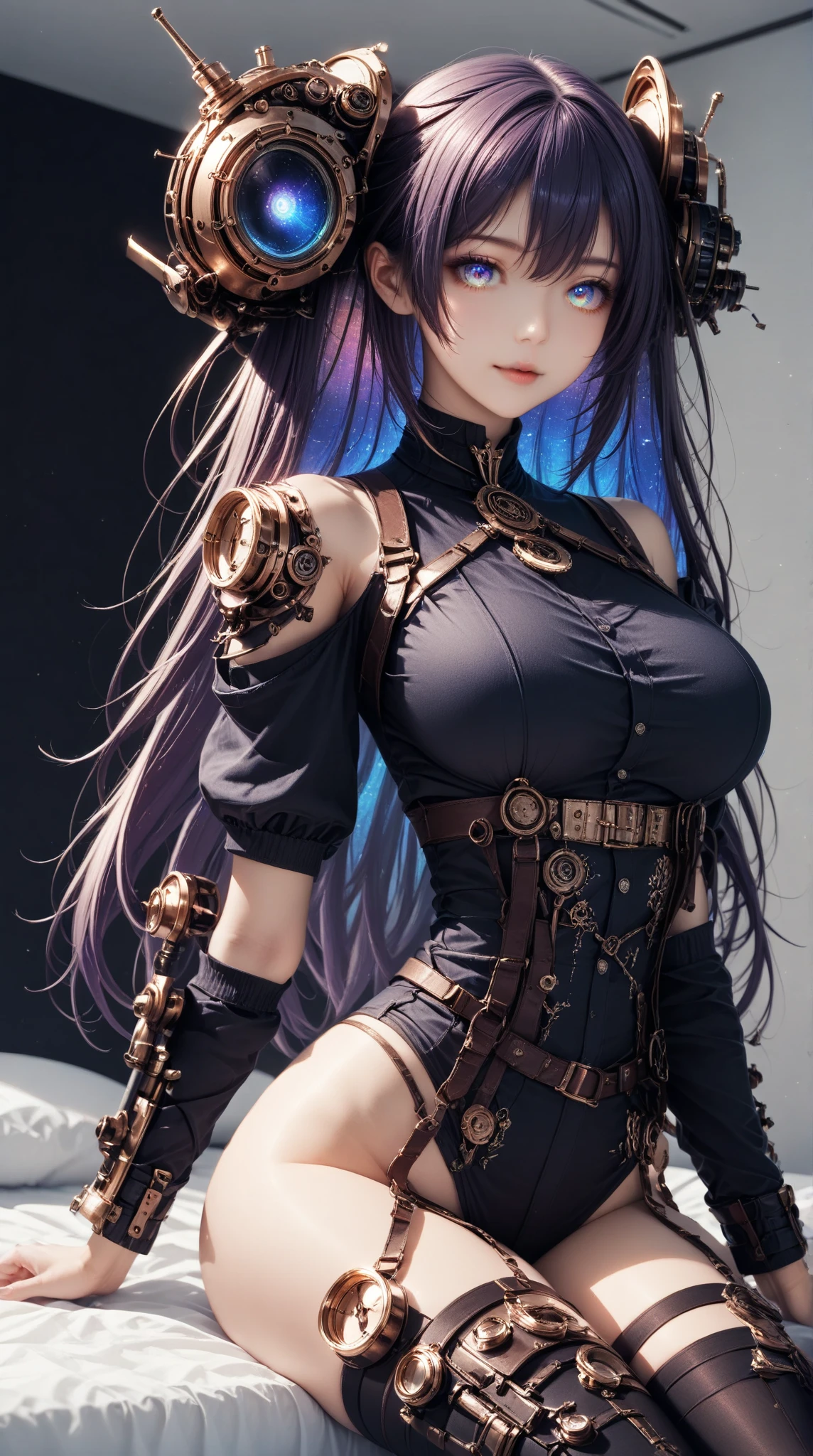 masterpiece, 1 beautiful girl, Detailed eye, Swollen eyes, top-quality, 超A high resolution, (reality: 1.4), 电影灯光, very extremely beautiful, Beautiful skins, A slender, Forward-facing body, (A hyper-realistic), (hight resolution), (8K), (ighly detailed), ( Best Illustration), (beautifully detailed eyes), (ultra-detailliert), 详细的脸, Bright lighting, Professional Lighting、the most beautiful and sexy steampunk girl, blue hair, yellow eyes, wearing incredibly detailed post apocalyptic steampunk tactical gear and goggles, huge enormous gigantic tits, cleavage showing, tons of tattoos and piercings, in post apocalypticwasteland, incredibly detailed background, metal fragments blowing in the wind, cinematic, incredibly perfect masterpiece, high quality, high resolution