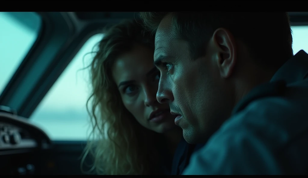 Homem e mulher deitados na cama, mulher com os olhos vermelho brilhante como fogo, 8 k filme ainda, nesta cena sinistra, filme hiper-realista, filme ainda dnd, dramatic sci-fi movie still, filme ainda de um cansado, de um filme 2 0 1 9 sci fi 8k, captura de tela de um filme