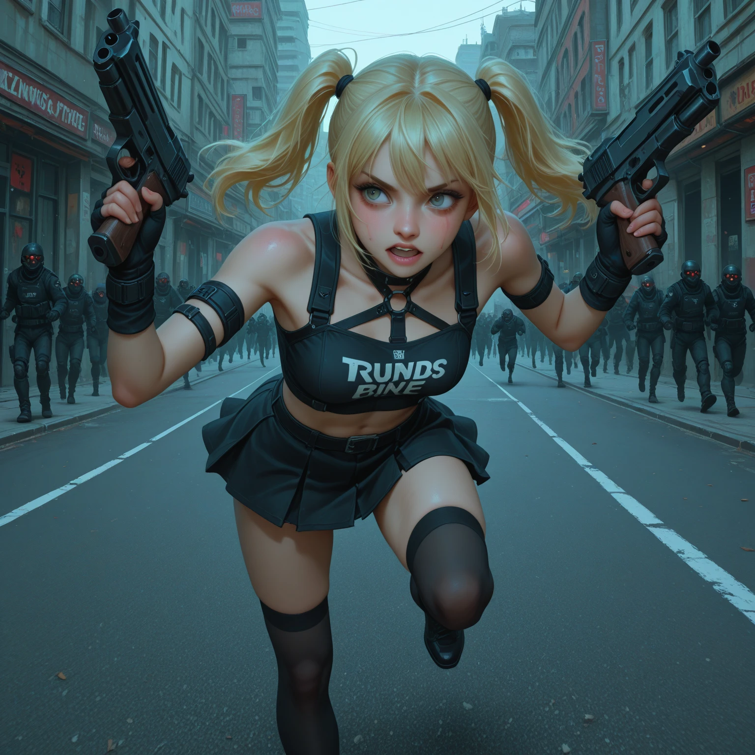 Cammy white petite running zombie dogs at night