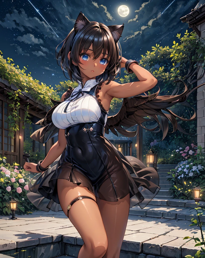Solo, Score_9, score_8_up, score_7_up, kemono style, black hair, blue eyes, small cute black beak, avian, she is a white Anthro robin girl, white body, white arms and hands, black claws, standing, indoors, skimpy clothing, long tied skirt, leg exposed,