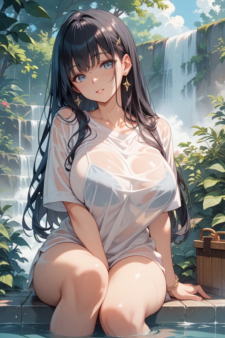 Magazine cover(masterpiece, best quality:1.2),，shy（（Wet clothes））Short skirt，underwear，outdoor，rain（8K）（HD）