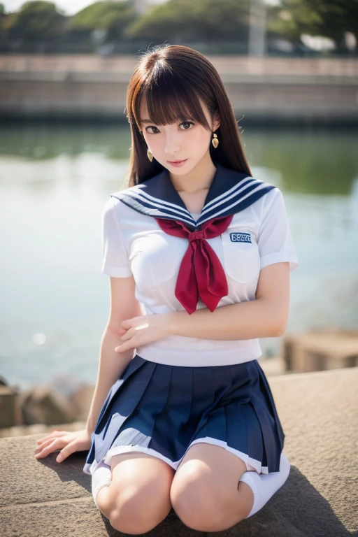 ultra-detailed,highly detailed,best quality,masterpiece,illustration,realistic,
nakamura yuri,1girl, cosplay, solo, green eyes,
shinda sekai sensen uniform, hairband, hair bow, serafuku, sailor collar, long sleeves, neckerchief,pleated skirt, kneehighs,
male focus,
long hair, bangs,
looking at viewer, sitting,
outdoors,grass, rock, day, photo background, sky,
<lora:nakamura yuri_t1_03:0.7>