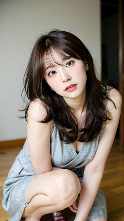 oil(highest quality, 8K, 32K, masterpiece, ), (Raw photo), (realistic), (Photoreal:1.2), (High resolution), super detailed, very beautiful face and eyes, 1 girl, (), infp young woman, round and small face, big breasts thin waist, smile、(((small breasts)))、(((white wall background)))、 (Random and cute clothes), (bust shot)、(((brown hair)))、woman's face、(((upper body shot)))、(((lob hair)))、(((lob hair)))、(((cheeks are flushed)))、(((I have brown hair)))、(((red tie)))、(((Arms folded in front of the chest)))、(((laughing out loud)))、(((open your mouth)))、(((cheeks are flushed)))