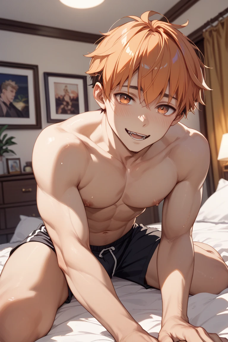 (masterpiece, best quality), 1boy,Lewdness,younge boy,'s face,Juvenile faces,sideface,Lying naked in the snow,adolable,infancy,Young age,Short round face,Flat chin,Fine face in detail,Colored briefs,musculous, Short bright orange hair, Sky blue eyes,opens his eyes wide, 复杂, full bodyesbian,nakeness,Lewdness,Teal briefs,Pectoralis abdominal muscles,the night,themoon,vivd colour,(depth of fields:1.2),(abs),looking at viewert,Lying in the snow,spread their legs,Arms open,Falling snowflakes,There are a lot of diamond-shaped ice cubes on the ground,cold temperature