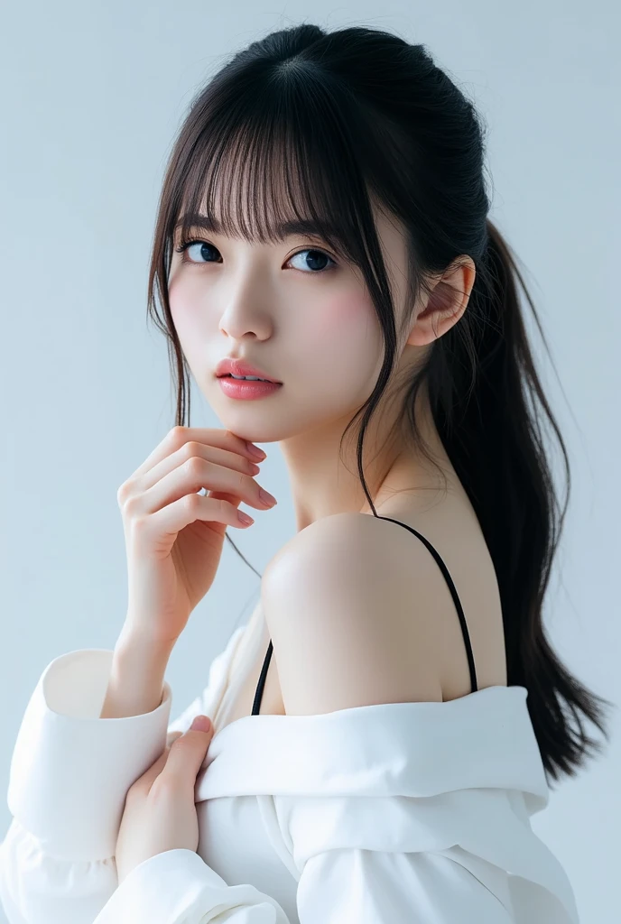 Shining, clear, white skin、Her windblown black hair hides her beautiful face.、huge、Sexy beautiful face of 28 years old、Beautiful straight hair that stands out、growing up, glowing light brown eyes、Sexy long silky bangs covering the eyes, Sexy young woman with super long hair hiding her sexy face、Shiny black hair、(((Sexy Woman)))、The cleavage is visible,Red sexy dress