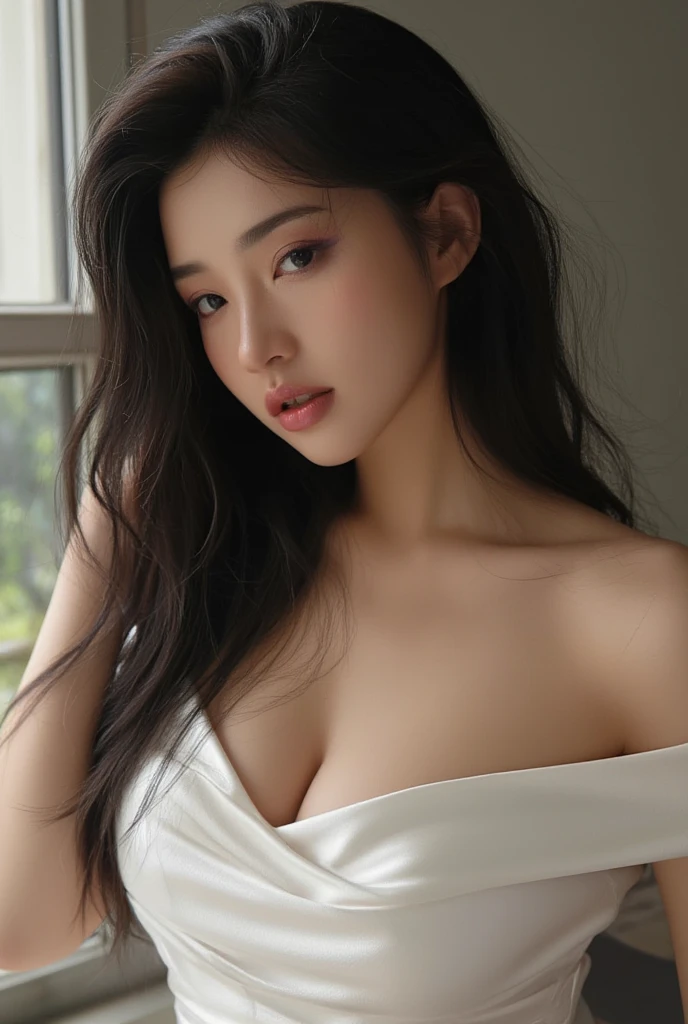 Top quality photo of sexy beautiful woman in front of wall covered with flowers:1.2),(Luis Royo, fantasy and erotic, :1.2),beautiful and stylish woman, Surreal portrait of a beautiful girl, Glowing, natural skin texture,(Particles of light are floating ), (complete anatomy:1.2),(perfect female body:1.3),close-up photo, Glowing, natural skin texture, fantasy art, soft front lighting, beautiful expression, Cute face,(overly detailed face, looking at viewer), detailed eyes, black eye, shiny lips ,beautiful breasts, big bust: 1.2, good eyes, clear and eye-catching, beautiful and fascinating, beautiful eyes, thin waist, physically thin, Beautiful appearance, red lips, ((black hair, long hair)) , 1 screen view, (sexy posture),((((all nude ,lots of pubic hair)))),(smile),(best quality, bed highly detailed, Ultra A high resolution, realistic, RAW photos, absurd, absolute resolution:1.4),(((Sit down and spread your legs wide apart:1.5))),((With both arms and head