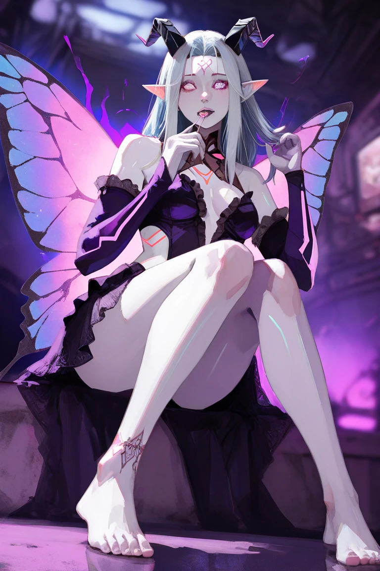 Anime girl sitting on stool, a beautiful succubus, full body commission for, demon anime girl, Guweiz in Pixiv ArtStation, Guviz, Digital art on Pixiv, Guweiz on ArtStation Pixiv, anime woman fullbody art, Full body CGsociety,Cross ed leg,Big tits,Wet chest,Lace,nedium breasts ,Sex life,Be red in the face,A MILF,cleavage,big assa,upper legs,
