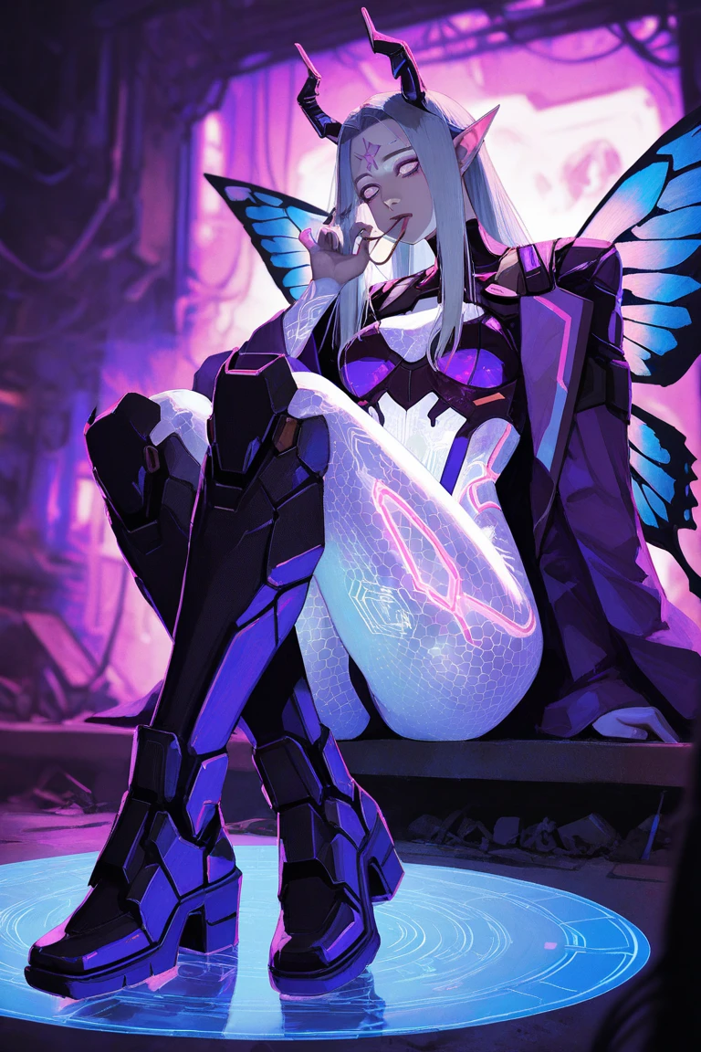 Female Devil King, Purple skin, Solo, 1girll, Best quality, Masterpiece,, figma, [Realistic], [。.。.。.。.。.。.。.。.。.。.。.。.。.。.3D], (。.。.。.。.。.。.。.。.。.。.。.。.。.3DCG), ((rendering by octane)),Pregnant women with，Casual pose，scantily clad，squatt，Spread your legs apart，potbelly，tentaculata