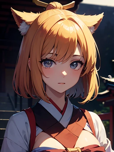 (NSTDA.:1.2), (10, beste-Qualit, master-piece: 1.4), ultra-high resolution, (lifelike, photorealistic portrait: 1.48), 25 years old, Cute Girl, Famous Japanese actors, oversized breasts, Blue Eyes, Head tilt, cowboy shot, from the front,My favorite cat ears, looking at the audience, expressionless, Beautiful lake,  Zeiss 150mm F/ 2.8 Hasselblad, In Japanese shrines, Whole body, foot, Ultra-Wide Angle