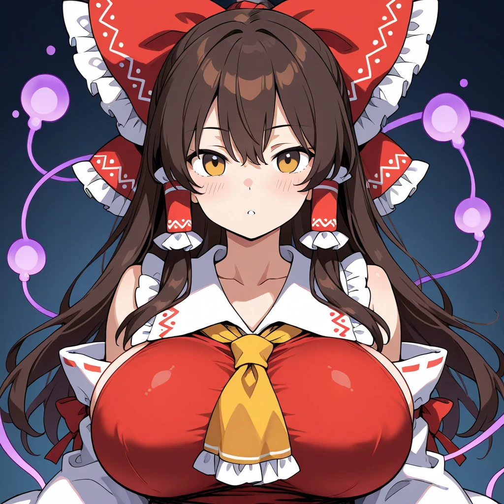 Reimu hakurei, plump, chubby, fat rolls, sideboob, full body,