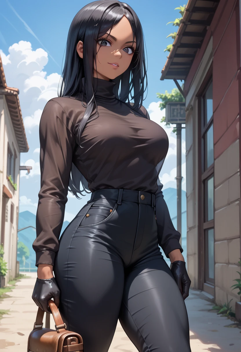 Just one girl,Best quality, 4k, high resolution, body stuck dress, perfect smile, gorgeous, light skin, ahegao face(hentai face) ,black hair,wearing head band, wears White qipao shirt with long sleeves and red edges,
Wearing Loose pink pants that reach below her knees, wearing black fingerless gloves, wearing bodystuck top(wearing long pink bloud ), clothes are stuck in body, bodyfit outfit,1 girl, solo, seductive look, elegance and charm, (masterpiece, best quality, high resolution), looking at the viewer, standing, (intricate and beautiful:1.2), (detailed light:1.2), (soft light, side light), (high resolution textures) , holding leash in hand(chain leash), outdoor, Burmese girl, wearing gorgeous jewelary, wearing harness over the outfit ,outdoor background, sun light, attractive, sexy, mature and hot, young,(masterpiece:1.3), (disorganized:1.3), (highest quality:1.3), perfect anatomy, detailed face, front view, perfect right hands, looking at viewer, (Super detailed:1.3), (best shadow:0.7), (treated hair), fine eyes, beautiful eyes, young aged woman, alone, standing, crystal earrings,closed_mouth, , outdoors,Thick thighs, arrogant face, small 