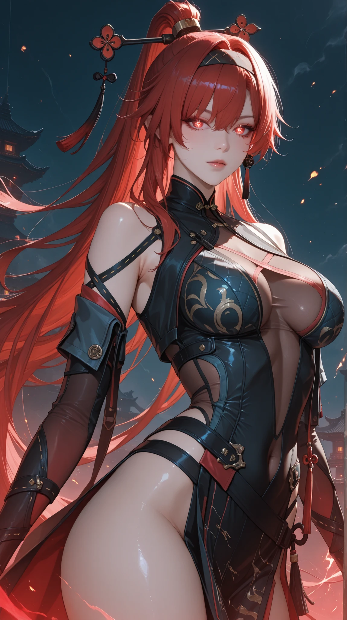 ((Best quality)), ((masterpiece)), (highly detailed:1.3),muskateer, ((blue bikini at the top)), jeans at the bottom, nani character from One Piece. The details of his body are meticulously elaborated, reflecting beauty (beauty:1.2). The embellishments (ornate:1.4) that adorn your pants, ((with orange hair)), long hair, with a thin waist, demonstrating determination in your look, a balance of danger and beauty, HDR (High Dynamic Range), Ray Tracing, NVIDIA RTX, Super-Resolution, Unreal 5, Subsurface Scattering, PBR Texturing, Post-processing, Anisotropic filtering, Depth of field, Maximum clarity and sharpness, Multilayer textures, Albedo and specular maps, Surface shading, accurate simulation of light-material interaction, perfect proportions, Octane Render, two-tone lighting, low ISO, white balance, rule of thirds, wide aerature, 8K RAW, efficient sub-pixel, sub-pixel convolution, luminescent particles --auto --s2