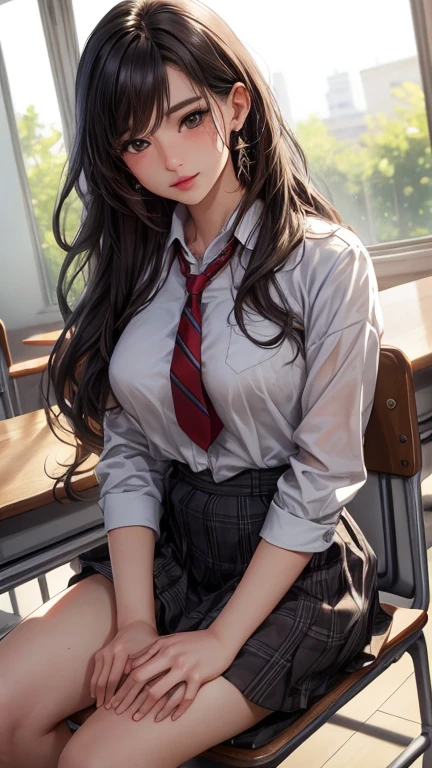 (masutepiece: 1.3), (max resolution: 1.2), (Ultra HDTV: 1.2), cinema lite, Ultra HDTV, (Detailed eyes and skin), (detailed facial features), ultgp, 8K resolution, Sharp Focus: 1.2, Perfect Style, Beautiful Face, Perfect body, accurate, Anatomically correct, Highly detailed face and skin texture, Detailed eyes, Dark-blue eyes, Double eyelids, Thin eyebrows, dropping eyes, Glitter Eyeliner: 1.2, Natural cheeks, Glossy skin, Fair skin: 1.2, shiny little necklace and earrings, (Glossy lips: 1.4), break, One-person viewpoint, (she is very Cute high school trainee Teacher), (Wearing a Button up shirt, pencil skirts, high heels), (Seductive smile: 1.2), ((20 years old, Very cute girl:1.4)), (Wavy Hair), (ligh brown hair:1.2), Long hair, (Full body shot: 1.2), break, ((Very intimate relationships: 1.2)), medium large breasts, ((Looking at Viewer:1.2)), (Sleeping on the sofa at the back of the room:1.2), (In the Very narrow student advisory room), (From Side:1.2),