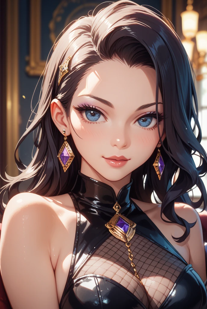 full body, extreme wavy hair, luxurious hair, lustful eyes, open mouth smile, aroused 25 years old, playfully aroused, dripping with desire, busty cleavage, heavy bust, large breasts, pajamas, slim waist, posing by the bed, coy smile with open parted lips, (blushing:1.3), looking lovingly at the viewer, seductive green eyes, an inviting pose, bedroom background, champagne, in love (pov), loving gesture, loving gaze, loving eyes, glowing eyes, highly detailed eyes, chocker, earrings, nsfw,