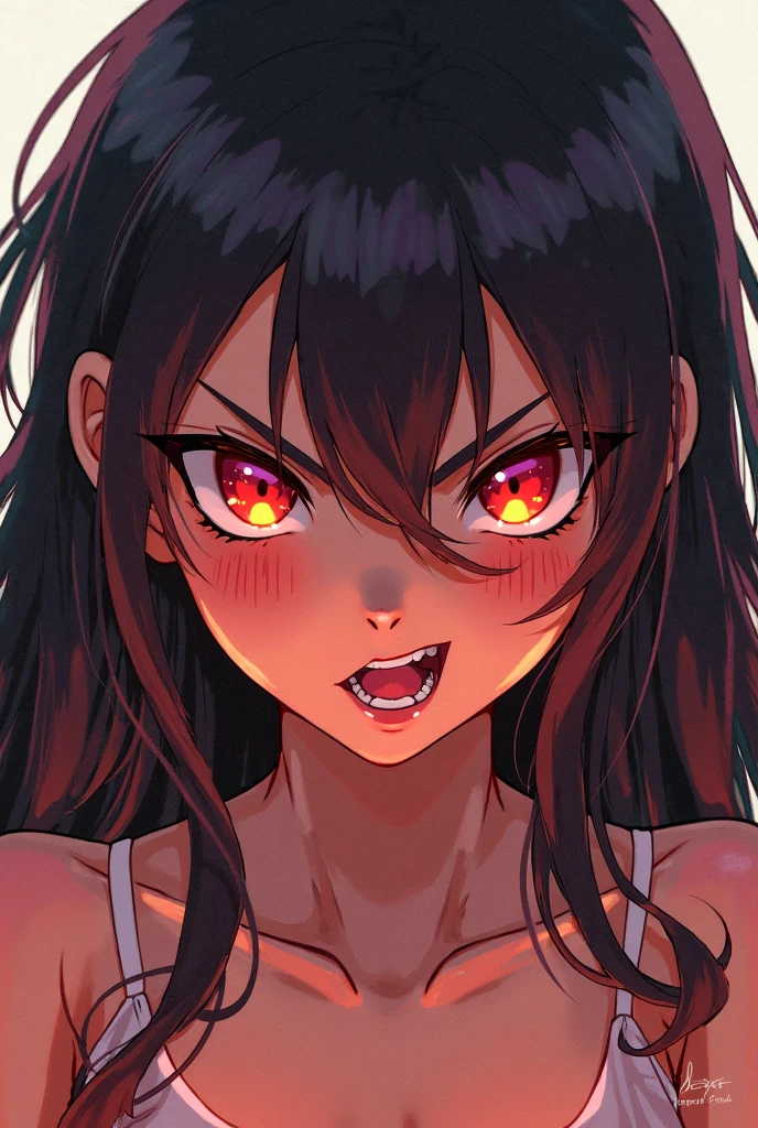 Anime girl, A fat young beautiful girl Age:25 Which is mad at you, but really really mad that she is screaming, she have red eyes full of anger, she is about to slap me in the face