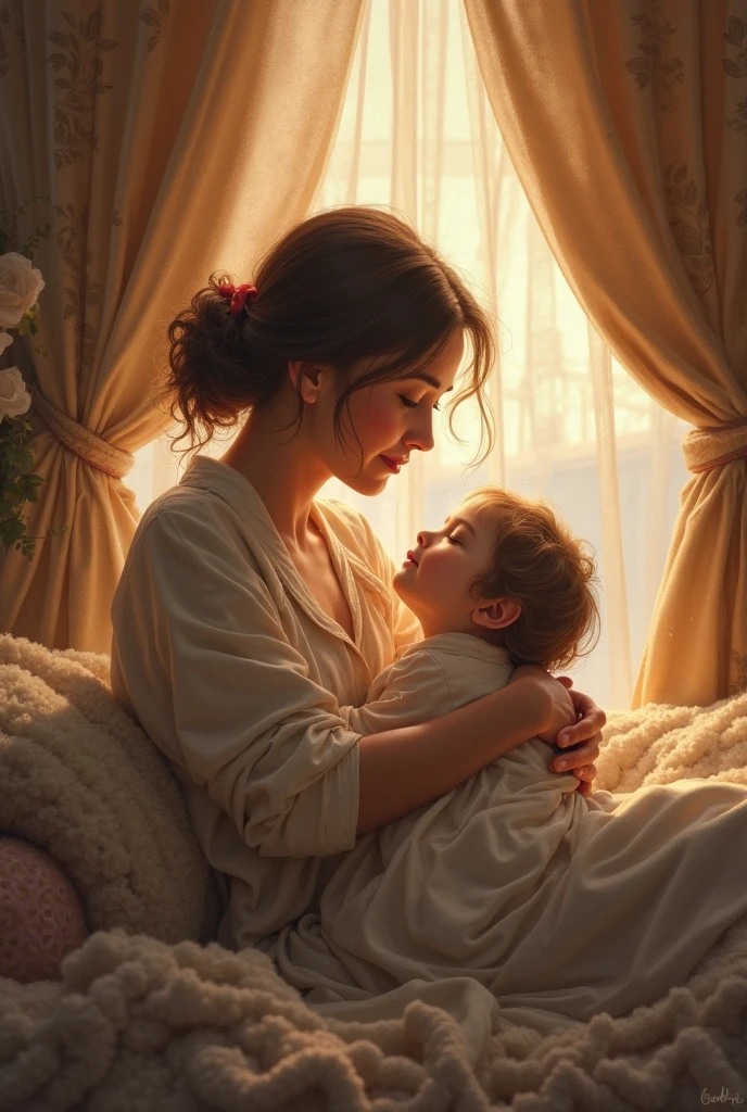 a mother crying with her child in her arms