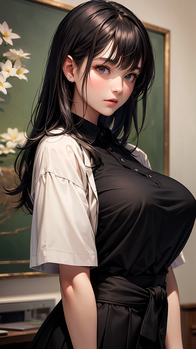 ulzang-6500-v1.1,(RAW photogr:1.2),((Photorealsitic:1.4)),top-quality,tmasterpiece, illustratio,{(Extremely delicate and beautiful:2.0):2.0}, extremaly detailed cg ,Unity,{(8K wallpaper:2.0)}, astounding、finedetail, offcial art,Extremely detailed CG Great Unity 8k wallpaper,absurderes, unbelievable Ridiculous, hugefilesize, ultra - detailed, A high resolution, a beautiful detailed girl, extremely detailed eye and face, beatiful detailed eyes,Facial light,(((😃))),{(thighs thighs thighs thighs)}, {(full bodyesbian))}
(((straight bangs:))),(((Very long black hair, Ridiculously long black hair:1.1))),Long black hair like a stream of water, Shiny black hair on the back, Black hair shining like silk threads, Long black hair sparkles like a jewel, brunette color hair,The feathers are wet, 1girl in, (Blush)+, light smile, school uniform, Short sleeves, Narrowed eyes, (upward eyes)1.1, Backlight, Bokeh, (transparent white shirt), neck bowtie, (Huge breasts, super breasts), Plaid skirts, White panties, ,a beauty girl, Blush, Seductive smile,Crazy detail and very detailed, Huge lower eyelids. masutepiece, of the highest quality, hyper HD, max res, Very detailed, Clean skin,