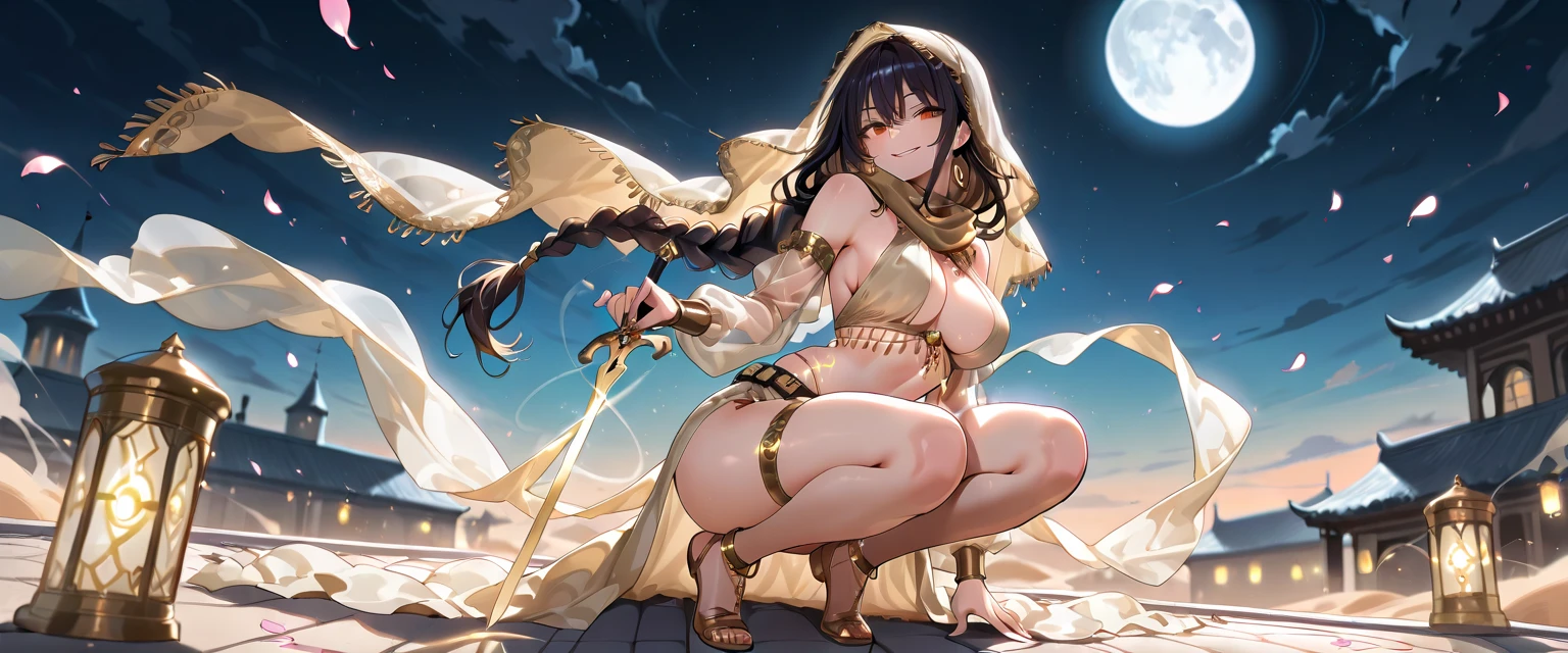 NSFW。Ultra HD。Masterpiece。Beautiful clitoris。Beautiful and well-proportioned face。A precisely drawn pussy。Open。Black short hair。Ethnic tattoos。Extremely beautiful, clear, golden eyes like jewels。Pee。nude。Nipples。Tattered black ethnic clothing。Vast desert。It has curled horns like a sheep.。Gold Necklace。The wind is blowing。A woman is sitting on a rock with her legs spread,Beautiful toes。