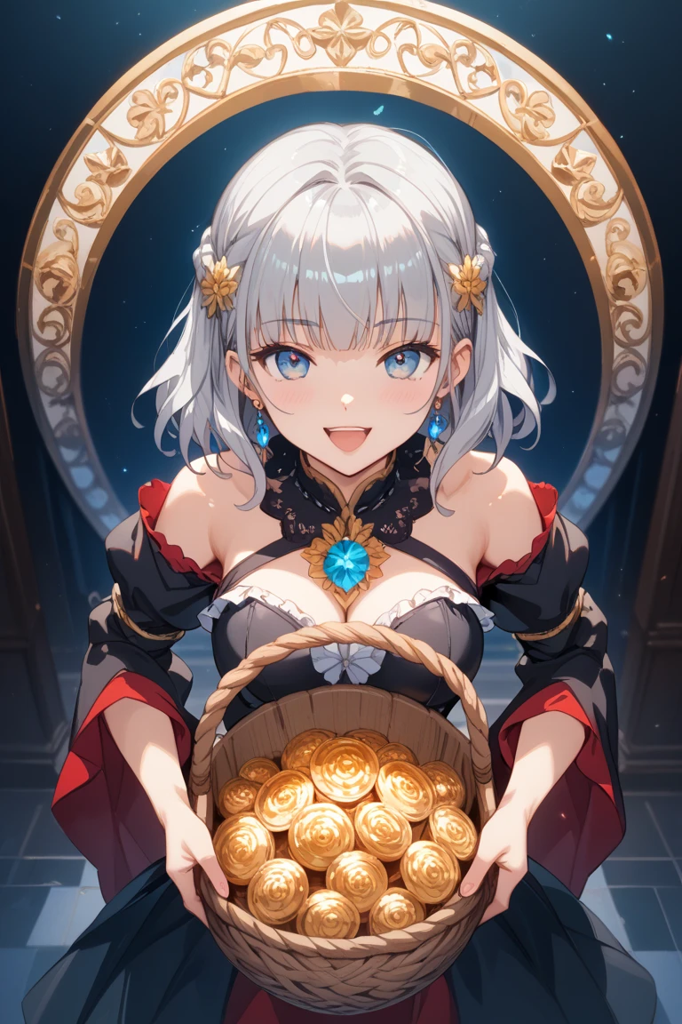 top quality, masterpiece, hi-res, 1 woman, 35 years old, Japanese, western style fortune teller outfit, hair ornament, necklace, jewelry, beautiful face, calm smile, upon_body, Tyndall effect, photorealistic, divination room, candles on table, tarot cards, rim lighting, two tone Lighting, (High Definition Skin:1.2), 8k uhd, DSLR, soft lighting, high quality, volumetric lighting, candid, photography, high resolution, 4k, 8k, bokeh