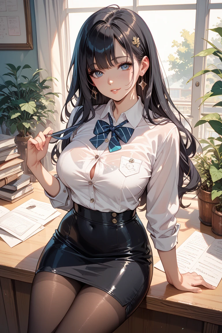 A 30-year-old female teacher shows off her、She hides her sexy charm in a white blouse and tight black skirt.. today, . She is the coach of the swimming club and wears a garter belt., round butt line.Steamy panties、Sit with your legs apart、Wet and digging into panties