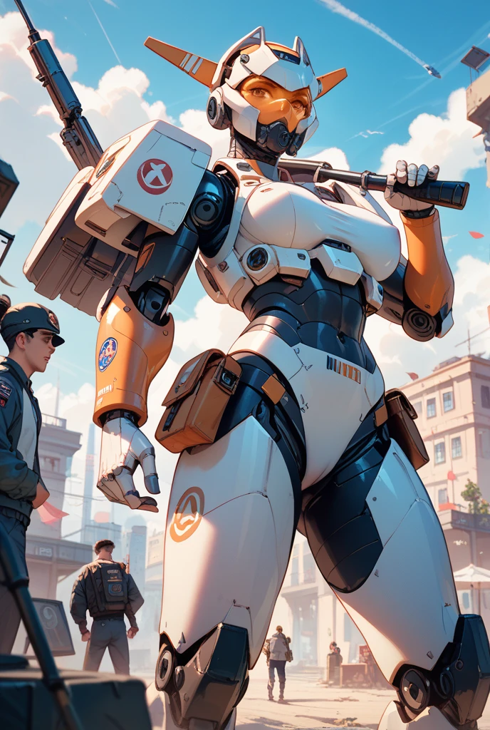robot girl, humanoid robot, robot joints, full face mask, huge tits