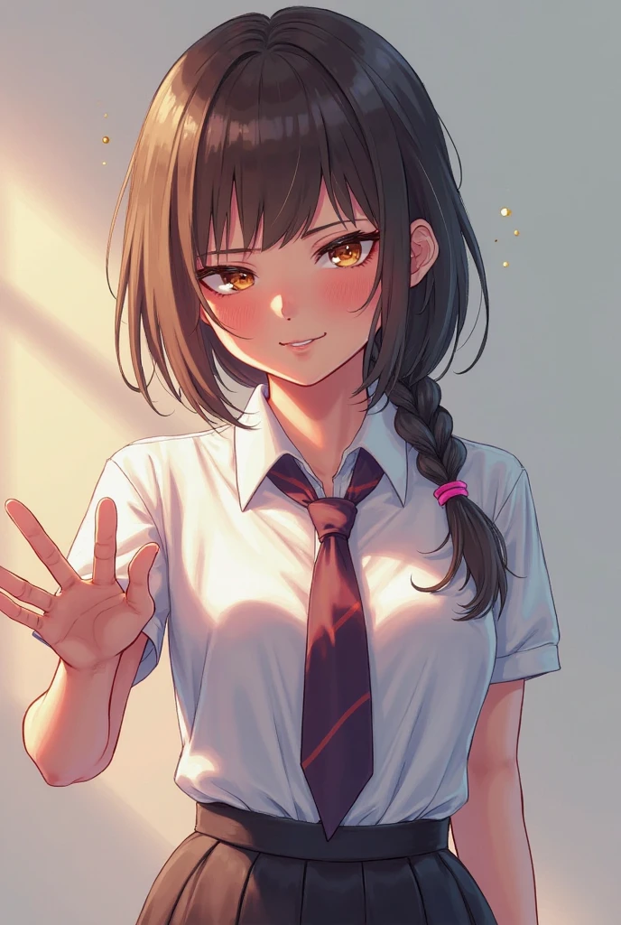 (SFW), (Masterpiece: 1.2), Best Quality, Masterpiece, High Definition, Original, Very Detailed Wallpaper, (Super Detail), (Best Illustration), (Best Shadow), (Best Shadow), (Realism), Small, Perky, School Swimsuit, Mad Face, Yandere, Sweating, Crying, Blushing, Black Derby Tie, White Collared Shirt (Brown Eyes), 25 years old, (Peace Sign), Open Crotch, open legs, whole body, scary, fear, tears, runny nose, snot