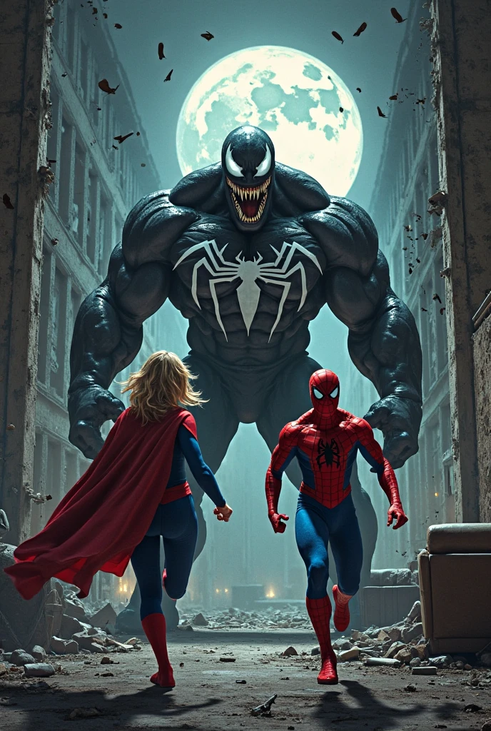Batman and Spider-Man battle the villain Venom
