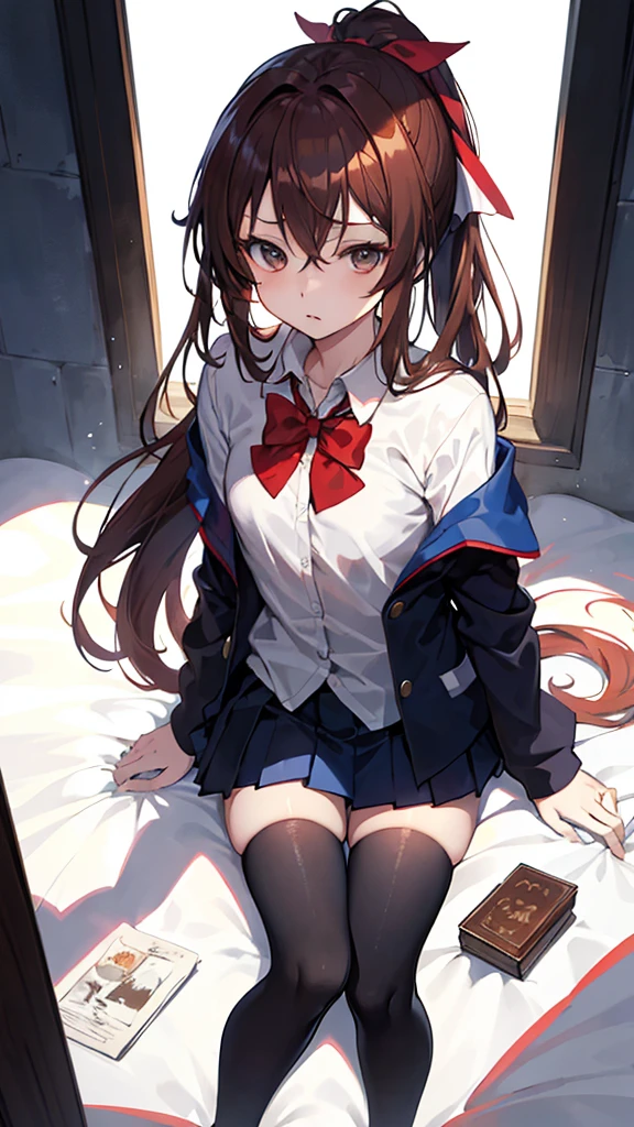 NSFW,woman on top,Cowgirl,One girl, blue eyes, Long Hair, Brown Hair, Side Lock, Low Ponytail, ribbon, Tattered Dress,Tattered white shirt,, Tattered short sleeves,Torn red skirt, Torn Cape,Ripped blue pantyhose, ,Young Girl,From the back,Intense penetration sex,Creampie Sex,Rape makes me feel good,At the peak,Heart Pupil,♡ranbu,Covered in semen,Massive ,Black panties