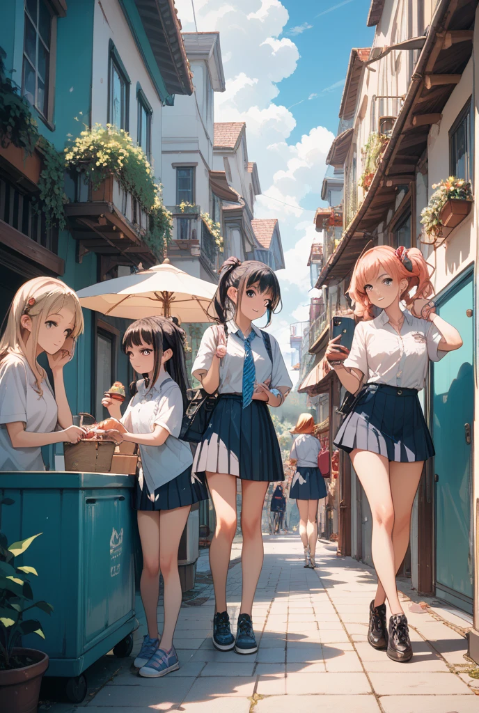 High resolution,absurderes,masutepiece,(Little kids boys and girls:1.2) Sitting side by side,Wearing kindergarten_uniform,the golden hour,park bench