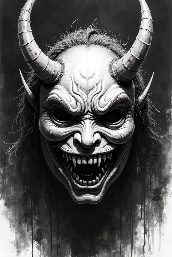 Devil Portrait, Black and white lines  