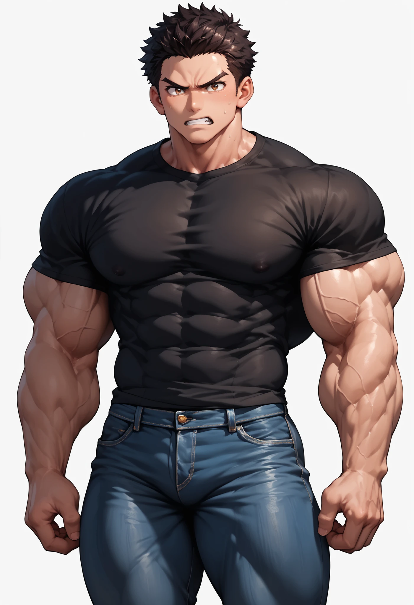(((Back))) huge, firm and muscular thighs, round and round butt witck, huge ass ((firm bocks)) A tee) 15 year olenager (15 yery attractivYoung facefull body. Mexican ethnicity. tanned skin, silver white hair, short hair bangs that fall on both sides of his youthful face. carefree expression, young man, alone, marked muscles, beautiful musculature, aesthetic stretch marks, inspiring physique, slender muscles, square pecs, beautiful V-cone, excellent abs and torso, chiseled abs, pectorals chiseled, perfect massive muscles, inflated muscles, voluminous pectorals, massive muscular body, a huge gigantic chest with a narrow waist, huge shoulders, ridiculously well-shaped large pecs, eight chiseled abs, (very toned and huge) with his military haircut and voluminous neck, narrow waist, golden eyes, young face, beautiful, young. Teen muscular young bodybuilder with extraordinary and firck, chiseled muscles, rhomboid muscles, latissimus dorsi. Gigachad. He wears a red leather jacket (RED JACKET) that reaches the height of his ribs and is open. (Bare torso) and tight black leather pants, he does not use a belt. He is shirtless under his jacket, which highlights his prominent abs and pectorals. He doesn't wear a belt. His muscles stand out. Ruins of a Jedi temple background. Standing, full body. (((Back))) huge, firm and muscular thighs, round buttocks and round butt with back, huge ass ((firm buttocks)) butt. (((black lea pants))) (((Exposed cular torsoeather jacket.)))