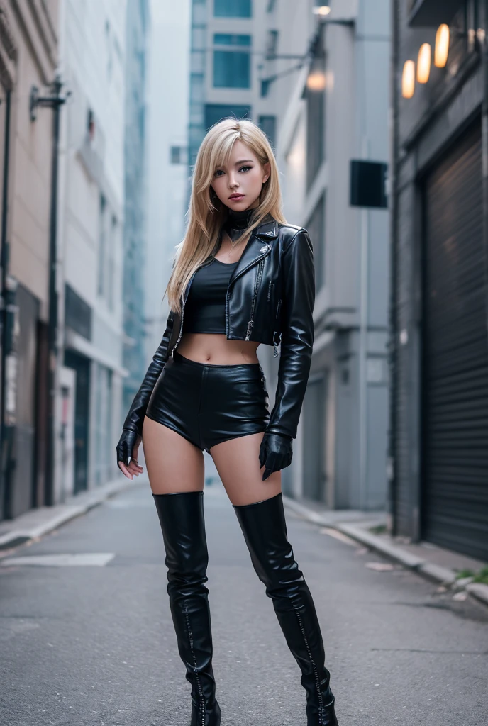 blonde hair, short shorts, sexly, thigh high boots
