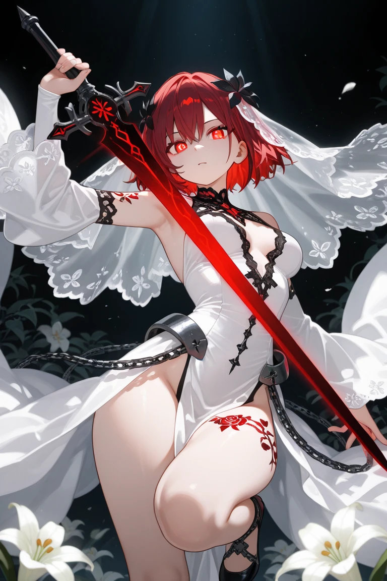  ((best quality)), ((masterpiece)), (detailed), 1girl, Character design, female, dynamic poses, long white grey hair, grey white eyes, very skinny, detailed, best quality, no accesoires around the neck, no shoes, prominent collarbones, skinny arms, flat stomach, visible hip bones, full body, blank white background, plain background, white background, red and white clothing, Bloodborne inspired, occult aesthetic, occult, detailed and intricate steampunk and detailed gothic, NSFW, Very dramatic and cinematic lighting, cosmic horror, grim-dark, side-lighting, perfect face, NSFW, Fluttering lace flared long knee length dress with frilly petticoats, knee length dress, pleated petticoats, petticoats gothic, complex lace boots, side-lighting, gothic aesthetic, wielding a mighty sword with mechanical components, mandalas, small , a fairy, various different types of insect wings, NSFW, full body, whole body, body, plain background, white background, blank background, no background, white background NSFW, chains, full body, whole body, head-to-toe NSFW 