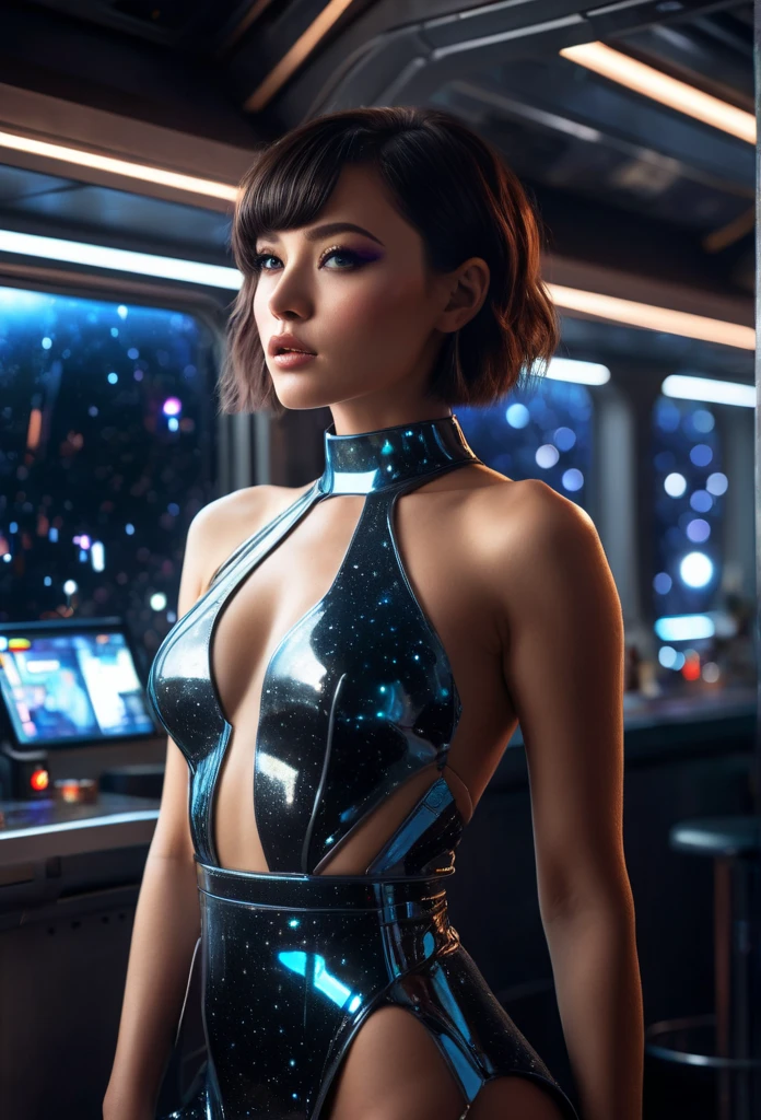 NSFW, naked pussy, nude, open legs pose, naked((NSFW、masseter piece、Best Quality、Mesa、premium、The highest standards、Superior image quality、1 woman、Attractive woman、Beautiful shiny silver hair、bob cuts、intense dark blue eyes、Strong eye highlights.、perfect anatomy、dynamic lighting、Lipgloss))、(photo and gross:1.2)、(photorealist:1.4)、(pureerosface_v1:0.008)、Beautiful face with perfect symmetry.、hermosas women detailed eyes and face、Beautiful detailed eyes、beautiful teeth、beautiful teeth alignment、ultra detailed、Very detailed、beautiful teeth、beautiful teeth alignment、ultra detailed、Very detailed、、light in the face、short hair、crossed bangs、asymmetrical bangs、long neck、stick out your ears、rainy day、eyelashes、kawaii、EUROPEAN、opening your legs、lying down、trespass、Can you see the panties..、Draw so that the crotch of the panties can be seen.、flipped skirt、((You can see the Earth from the window of the space base..、Appearance々A control room full of screens.、a standing woman))、銀色にメッシュの入ったbob cutsの髪、metallic silver sleeveless jacket、((naked with oil、precise big breasts、erectile nipple、black metallic underwear))、Detailed clean hands、precise fingers、5 fingers、Chronograph on the right wrist、((Metallic silver mini skirt with flared hem))、detailed thighsblack stockings、plated metallic boots showing off their bragas、The panties look good、small panties、Angle from your feet、Angle from below、Angle looking up from below、show crotch、holographic、((spaceships、day control room))、(science fiction background)、