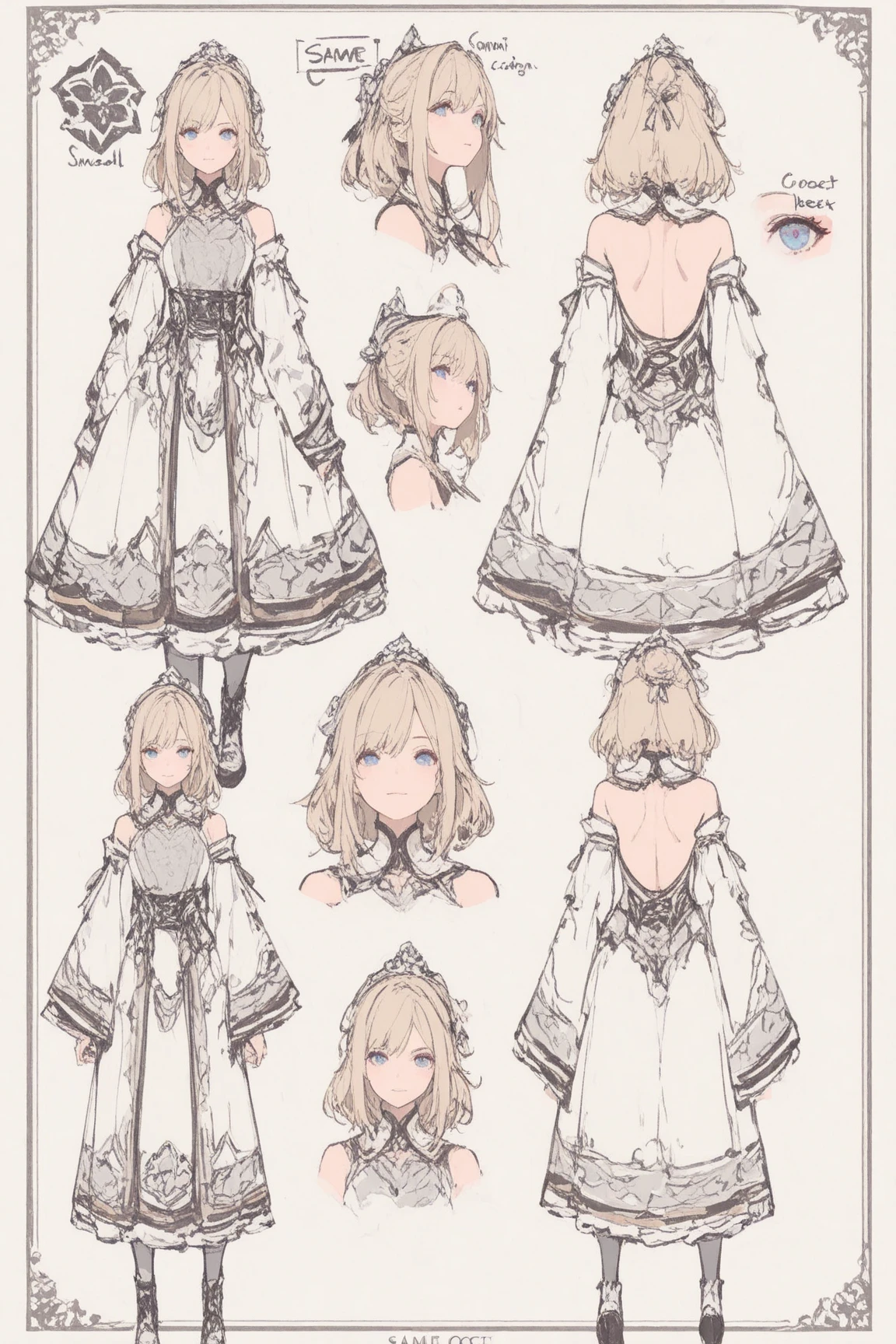 Female original character reference sheet adoptable,