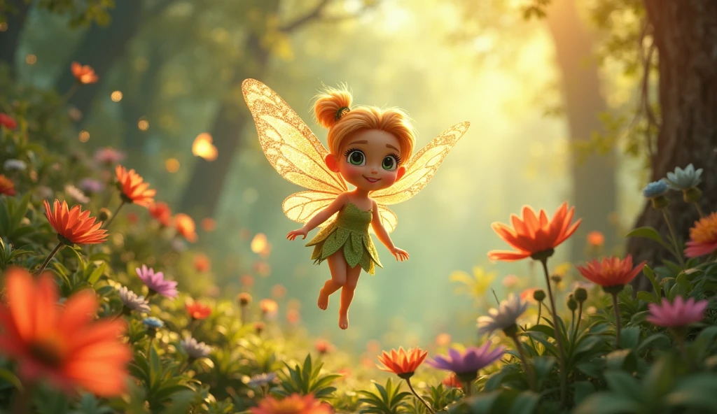 Fairy and his garden with lot of flowers and little ????
