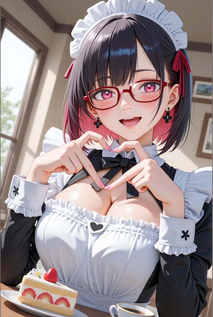 girl,((Cute glasses)),((♡)),((flying Heart's)),((Lovehotel background:1.3)),(close up of face),((NSFW:1.3)),((fellatio:1.25)),((Hina Festival)),(()),
