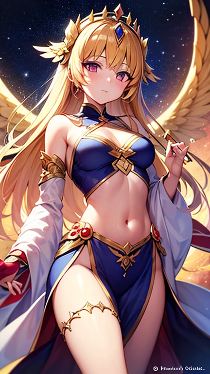 ((Best Quality)), ((Masterpiece)), (detailed), perfect faces, blonde hair, mint eyes, large breast, sexy, military pattern bra, military pattern lingerie, military pattern underwear, cum in pussy, breast milk, angel wings,