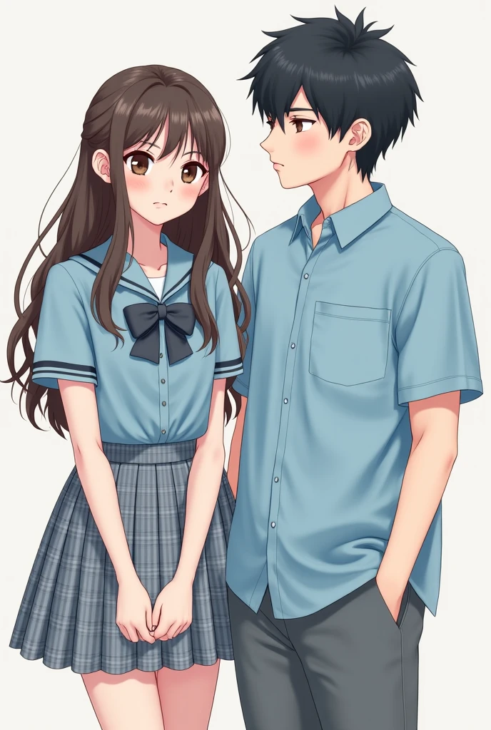 Masterpiece, best quality, super detailed, illustration, beautiful detailed eyes, close up, with a boy and a girl. It is white hair, pink bow, white pajamas. The boy is black hair, comma hair, white t-shirt, black pants. Boys and girls in the room,