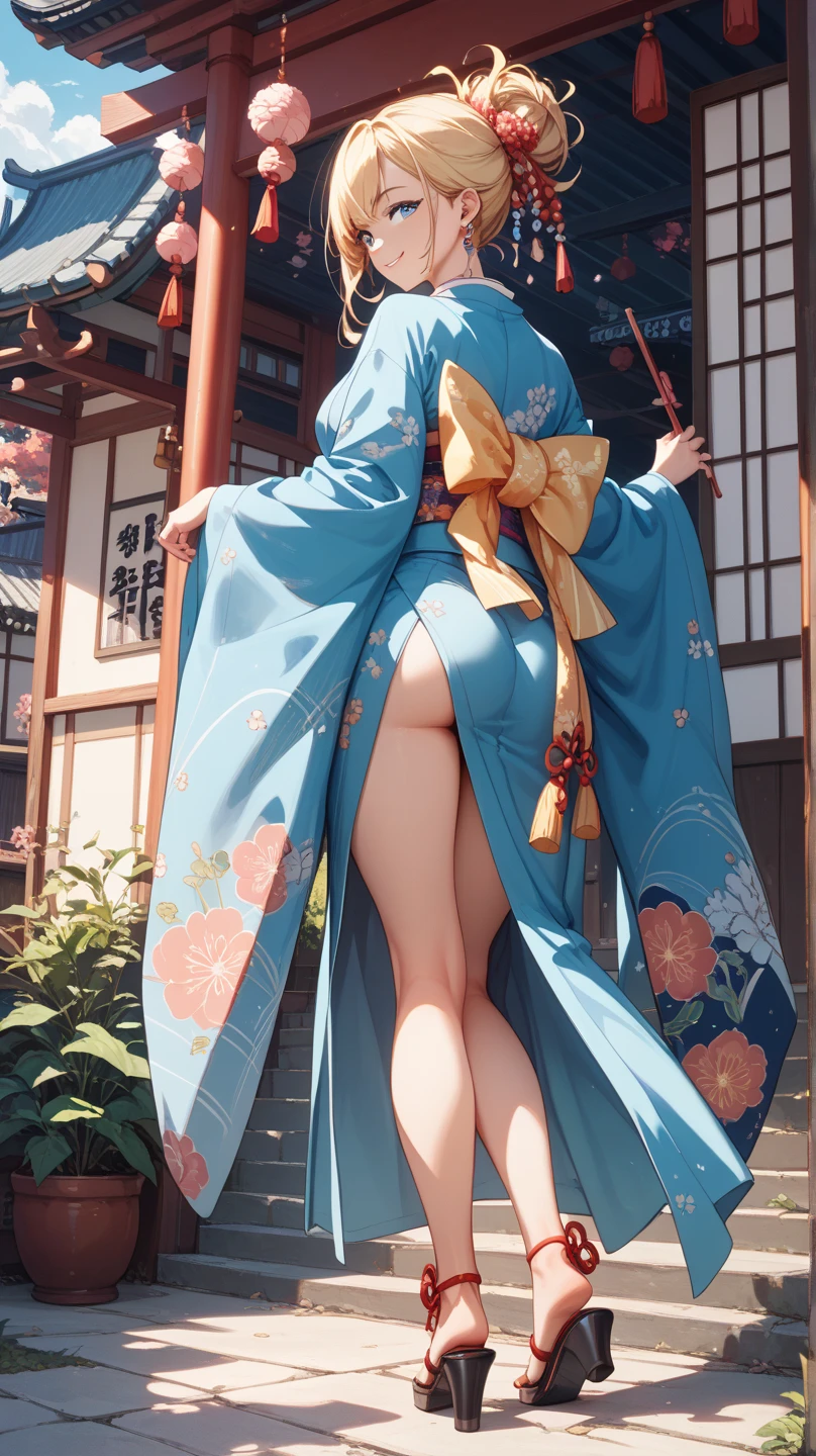 １girl with, ((​masterpiece、top-quality、ultra-definition、hight resolution))、4K picture quality、((Beautuful Women))、22year old、wetted skin、radiant eyes、perfect  eyes、(Beautiful Nordic sisters)、the beach,Background crowd、((Curly hair in braids、Bun１))、((Body Portrait))、(((Wearing an ultra-short green bell sleeve yukata)))、((The pattern of the yukata is、They range from fancy floral patterns to swallowtail butterflies..))、((Use primary colors for yukata colors))、​masterpiece、top-quality、ultra-definition、hight resolution))、4K picture quality、(Wearing an ultra-short green bell sleeve yukata)、(Click here for the line of sight)、((Show panties))、Opening legs、Show white panties、cleavage of the breast、((Show off big round buttocks、Tight yukata stretched around big thighs and buttocks))、((Stick your butt out and show off))、(view from back)、Stunning buttocks、